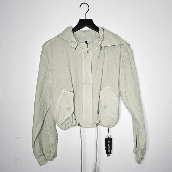 BLANKNYC Light Green Drawstring Jacket Removable Hood Size Large NWT - Picture 1 of 8